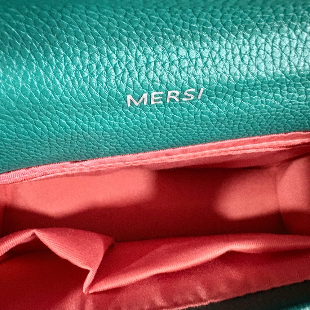 MERSI Teal Pebbled Leather Studded Crossbody Bag - Picture 7 of 10